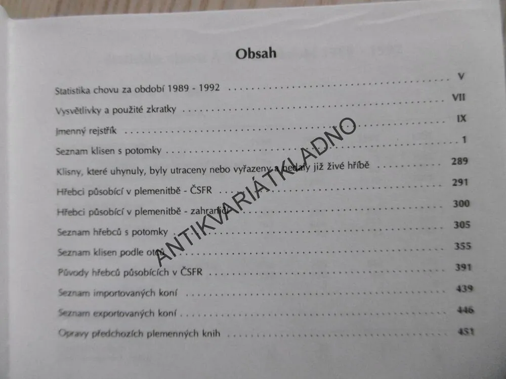 PLEMENNÁ KNIHA ANGLICKÝCH PLNOKREVNÝCH KONÍ CHOVANÝCH V ČSFR, **an