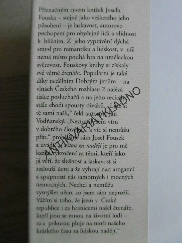 CESTA ZA NADĚJÍ, JOSEF FOUSEK, **an