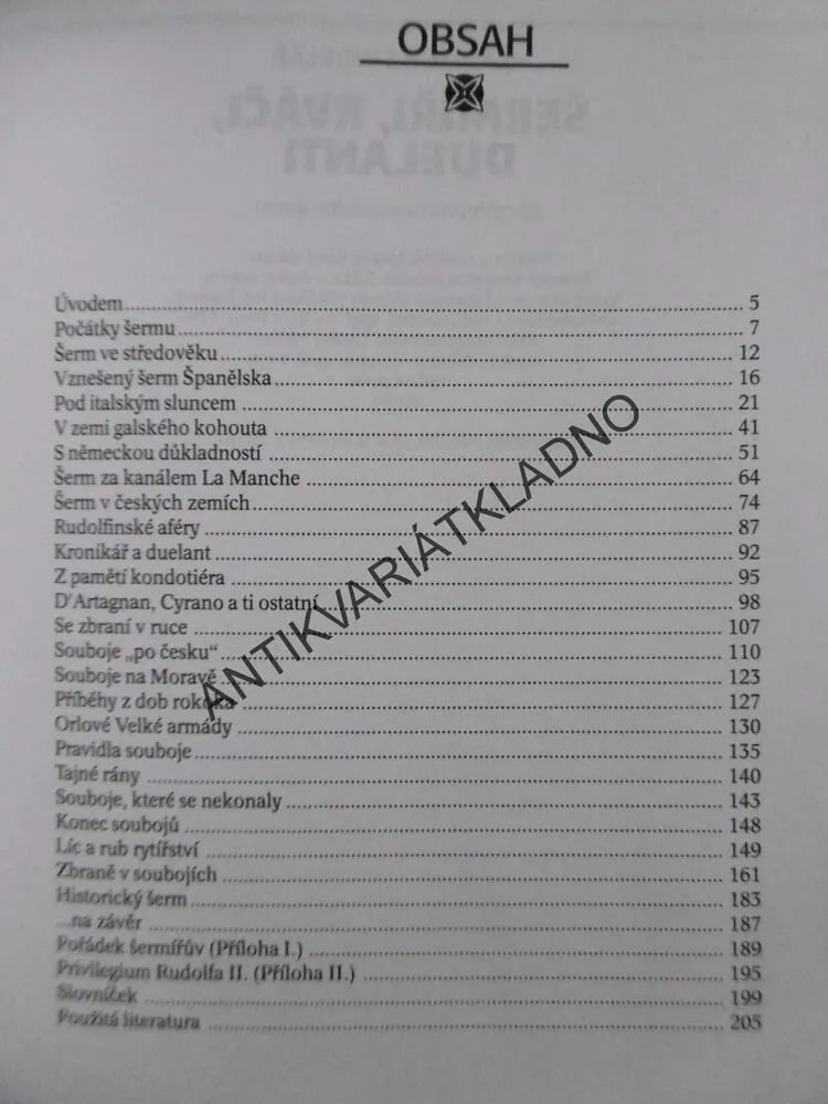 ŠERMÍŘI, RVÁČI, DUELANTI, ENCYKLOPEDIE EVROPSKÉHO ŠERMU, VLADIMÍR ŠINDELÁŘ, **an