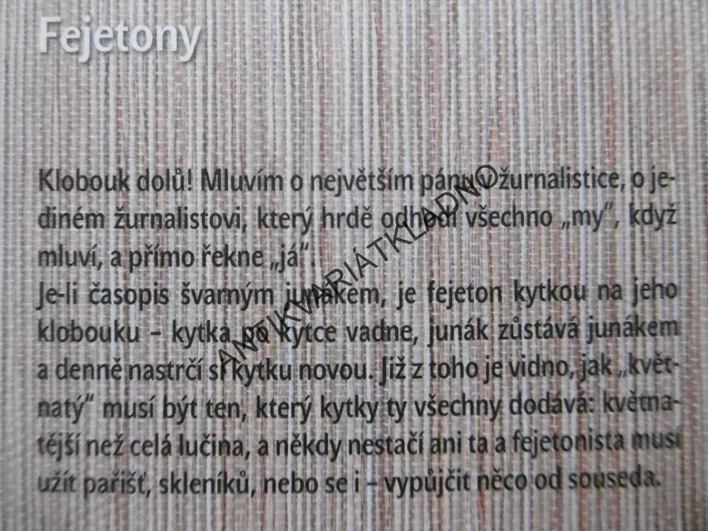 FEJETONY, JAN NERUDA, **an