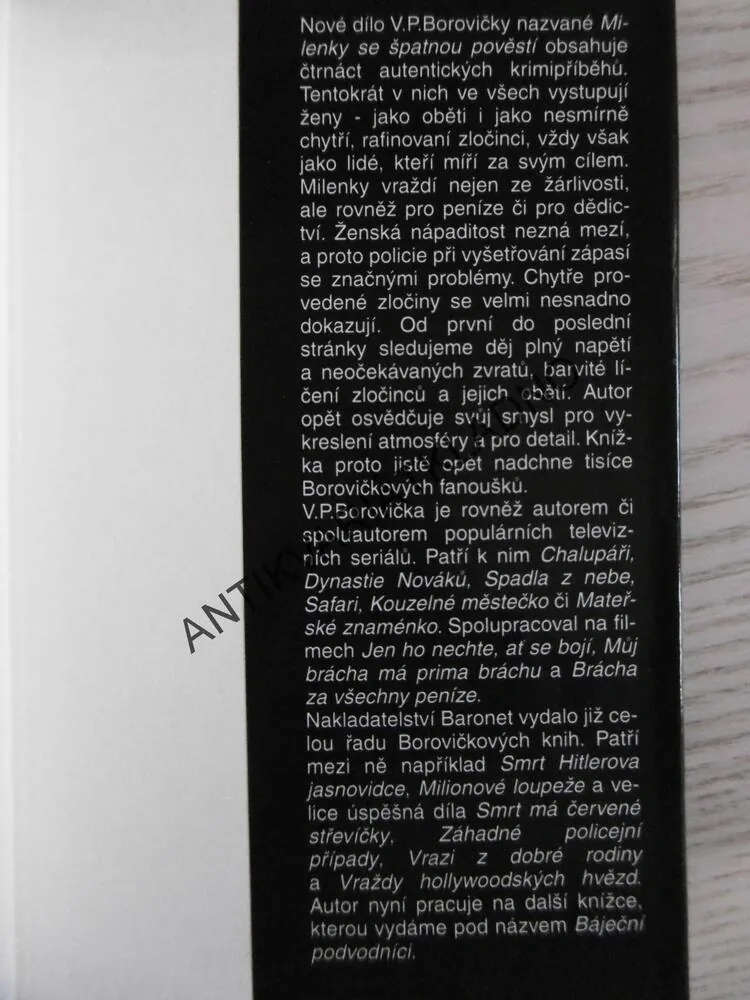 MILENKY SE ŠPATNOU POVĚSTÍ, V. P. BOROVIČKA, **an