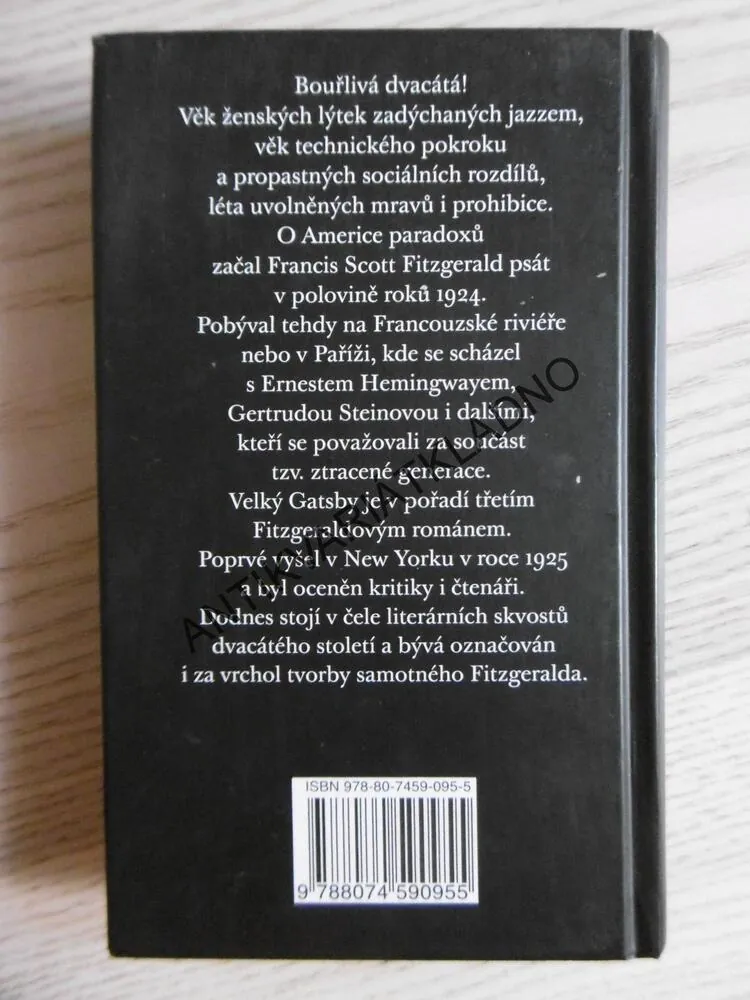 VELKÝ GATSBY, FRANCIS SCOTT FITZGERALD, **an