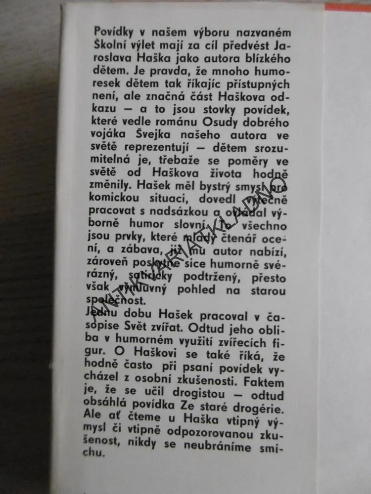 ŠKOLNÍ VÝLET, JAROSLAV HAŠEK, FRANTIŠEK SKÁLA, **an