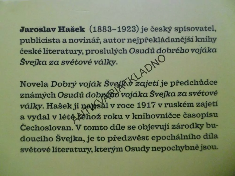DOBRÝ VOJÁK ŠVEJK V ZAJETÍ, JAROSLAV HAŠEK, PETR URBAN, **an