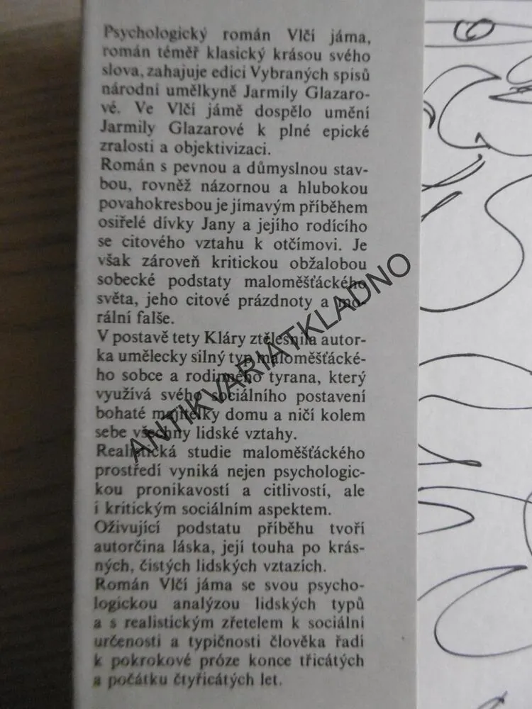 VLČÍ JÁMA, JARMILA GLAZAROVÁ, **an