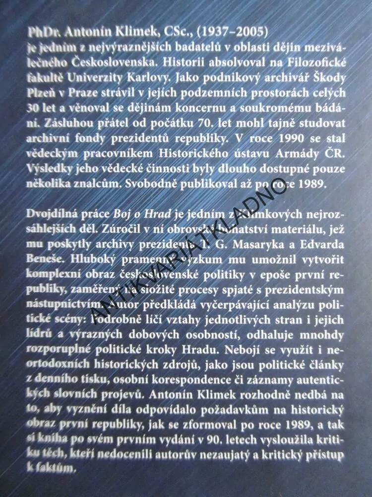 BOJ O HRAD 2., KDO PO MASARYKOVI?, ANTONÍN KLIMEK, 1926 - 1935, **an
