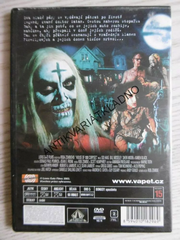 DŮM TISÍCE MRTVOL, DVD FILM