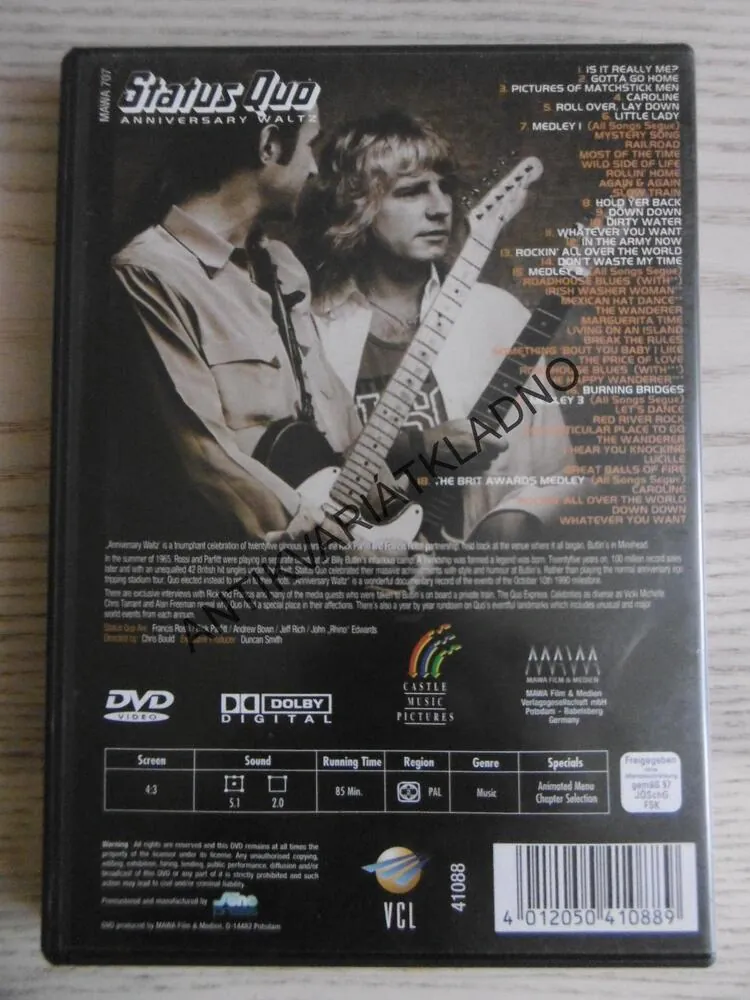 STATUS QUO, ANNIVERSARY WALTZ, DVD HUDBA