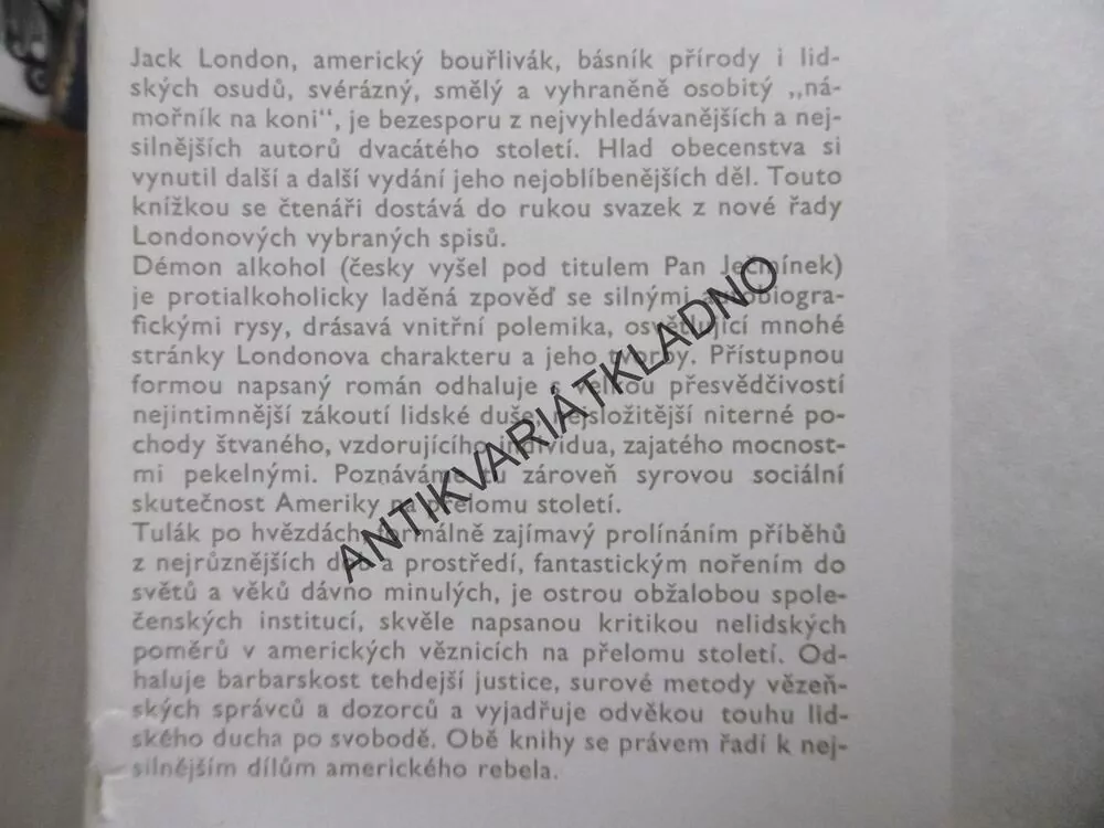 DÉMON ALKOHOL, TULÁK PO HVĚZDÁCH, JACK LONDON, **an