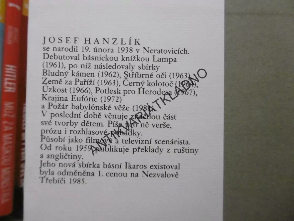 IKAROS EXISTOVAL, JOSEF HANZLÍK, **an