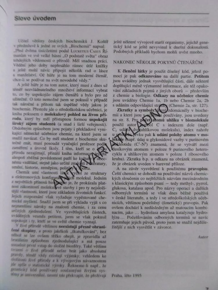 BIOCHEMIE PRO STUDENTY STŘEDNÍCH ŠKOL A VŠECHNY, KTERÉ LÁKÁ TAJEMSTVÍ ŽIVÉ PŘÍRODY