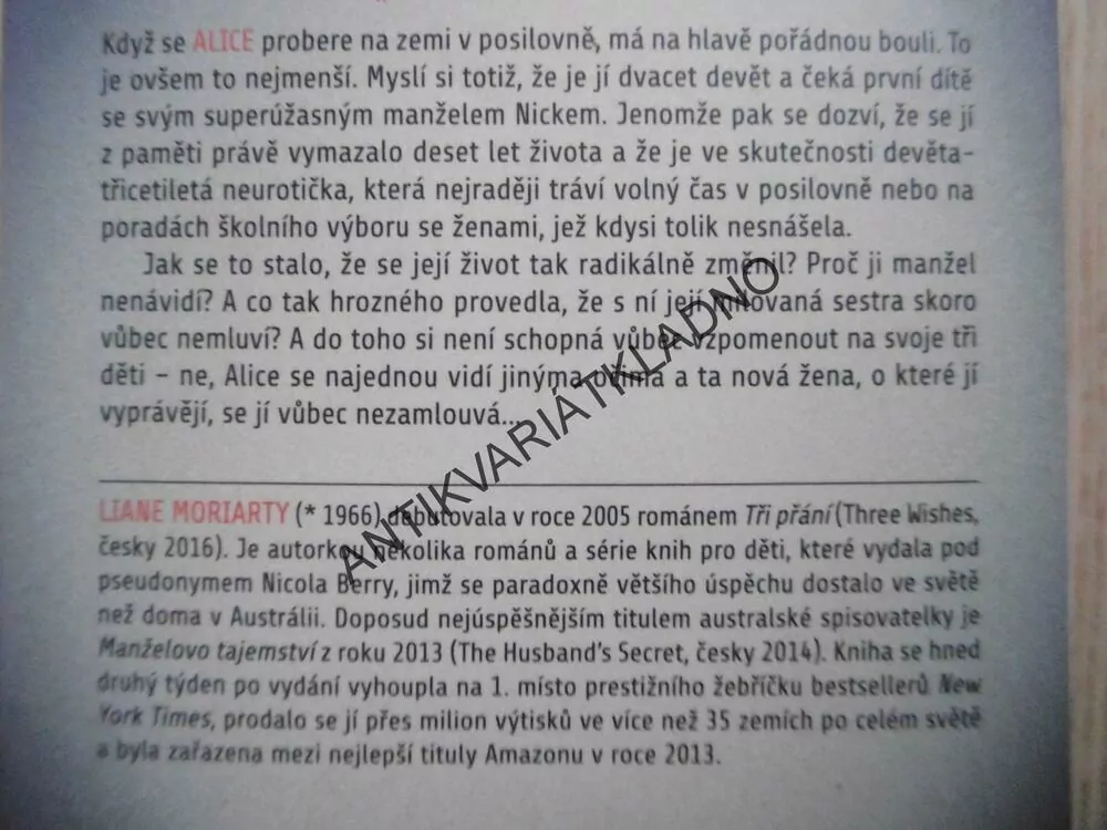NA CO ALICE ZAPOMNĚLA, LIANE MORIARTY, **an
