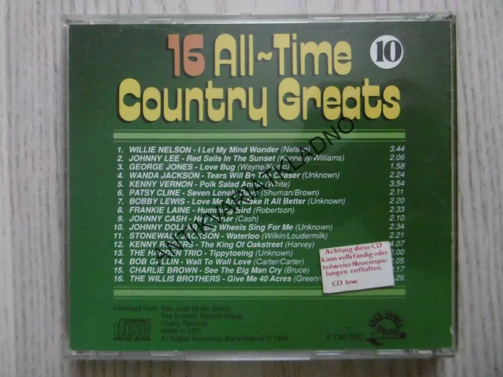 16 ALL-TIME COUNTRY GREATS, 10., CD HUDBA
