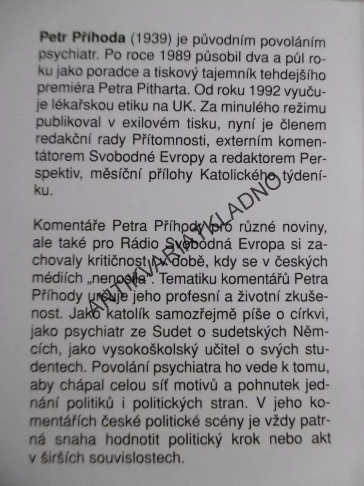 INVENTURA DOSPĚLOSTI, PETR PŘÍHODA, **an