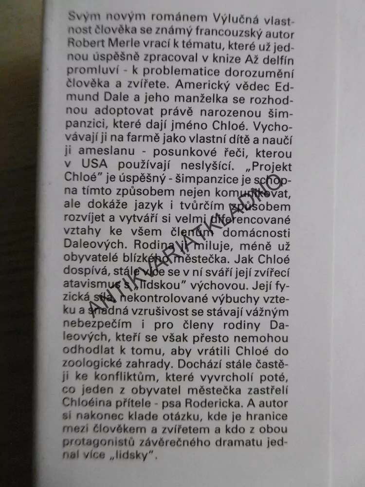 VÝLUČNÁ VLASTNOST ČLOVĚKA, ROBERT MERLE, **an