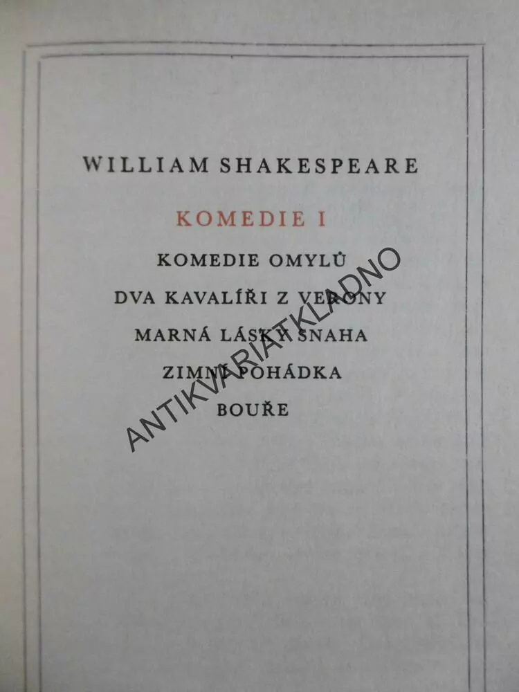 KOMEDIE 1, WILLIAM SHAKESPEARE, **an