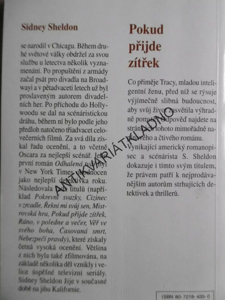 POKUD PŘIJDE ZÍTŘEK, SIDNEY SHELDON, **an