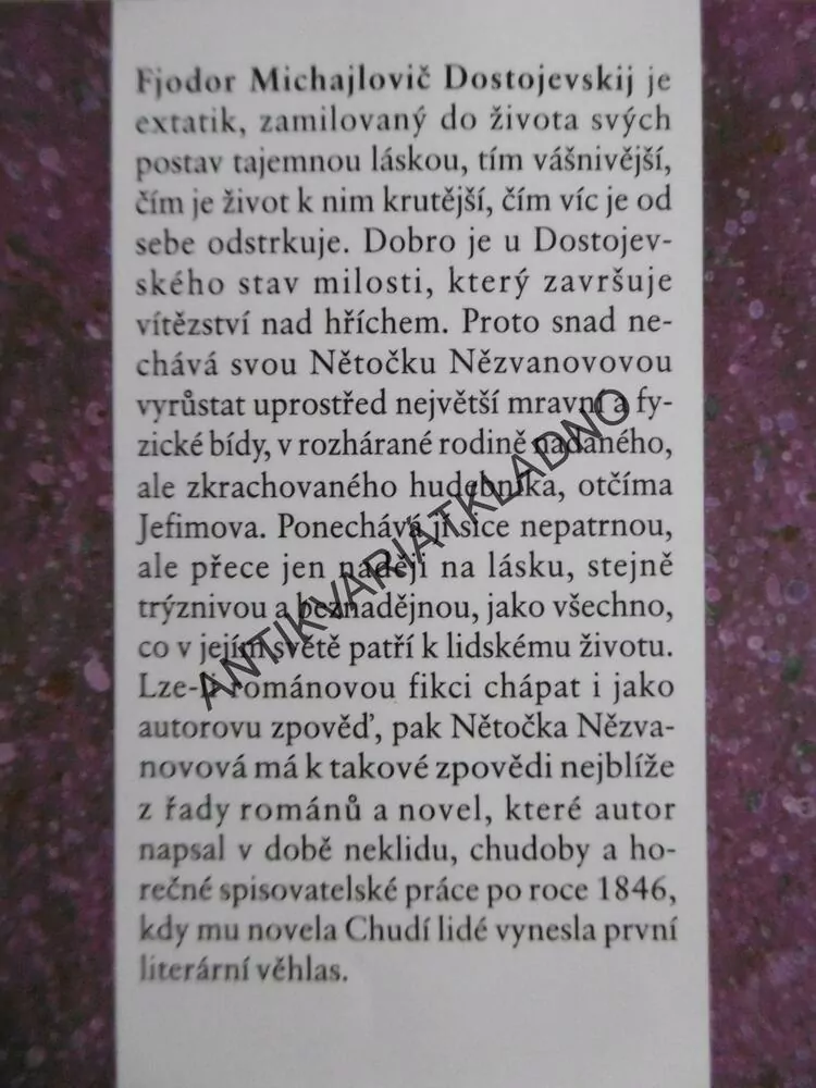 NĚTOČKA NĚZVANOVOVÁ, FJODOR MICHAJLOVIČ DOSTOJEVSKIJ, **an