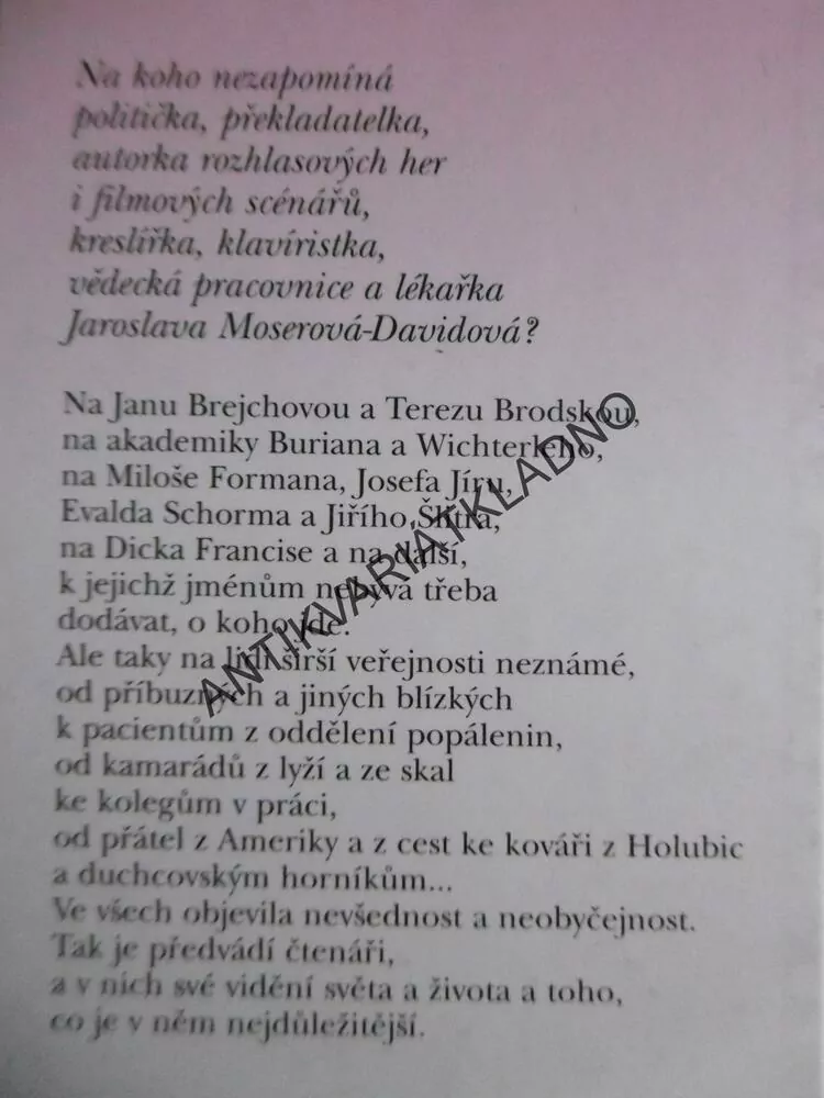 HISTORKY, NA KOHO SE NEZAPOMÍNÁ, JAROSLAVA MOSEROVÁ-DAVIDOVÁ, **an