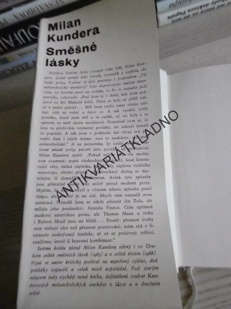 SMĚŠNÉ LÁSKY, MILAN KUNDERA, **an