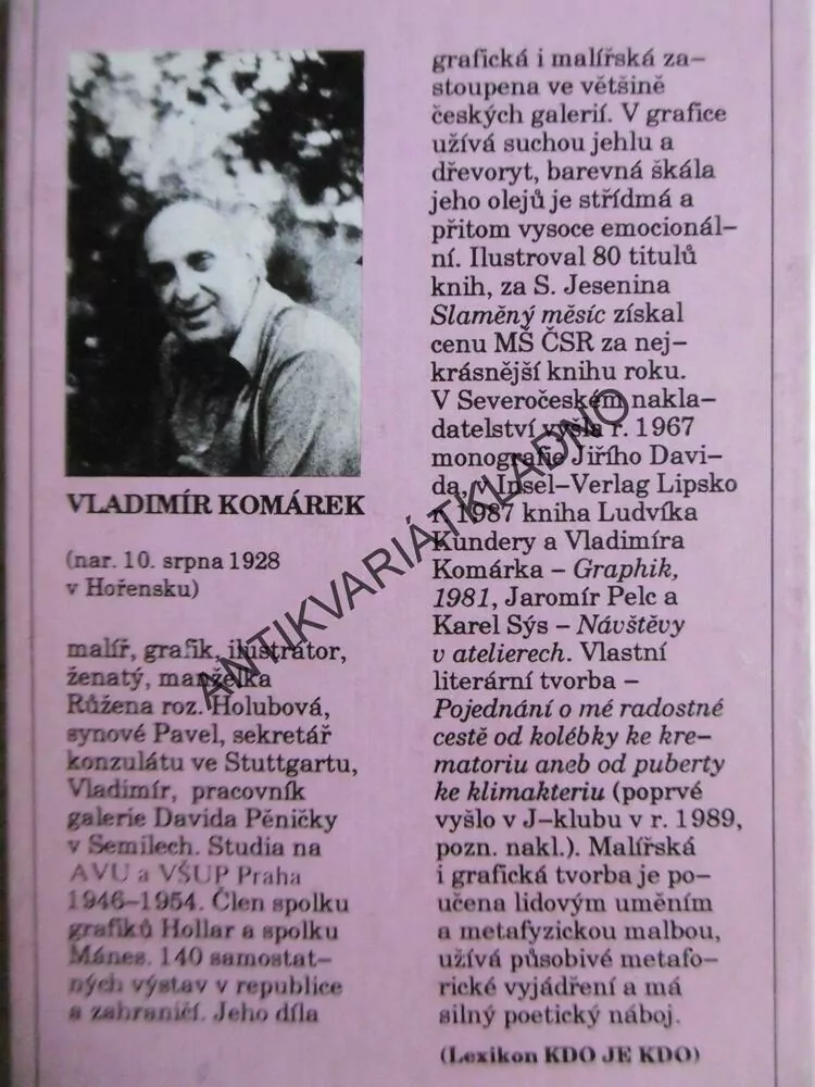 POJEDNÁNÍ O MÉ RADOSTNÉ CESTĚ OD KOLÉBKY KE KREMATORIU ANEB OD PUBERTY KE KLIMAKTERIU, VLADIMÍR KOMÁREK, **an