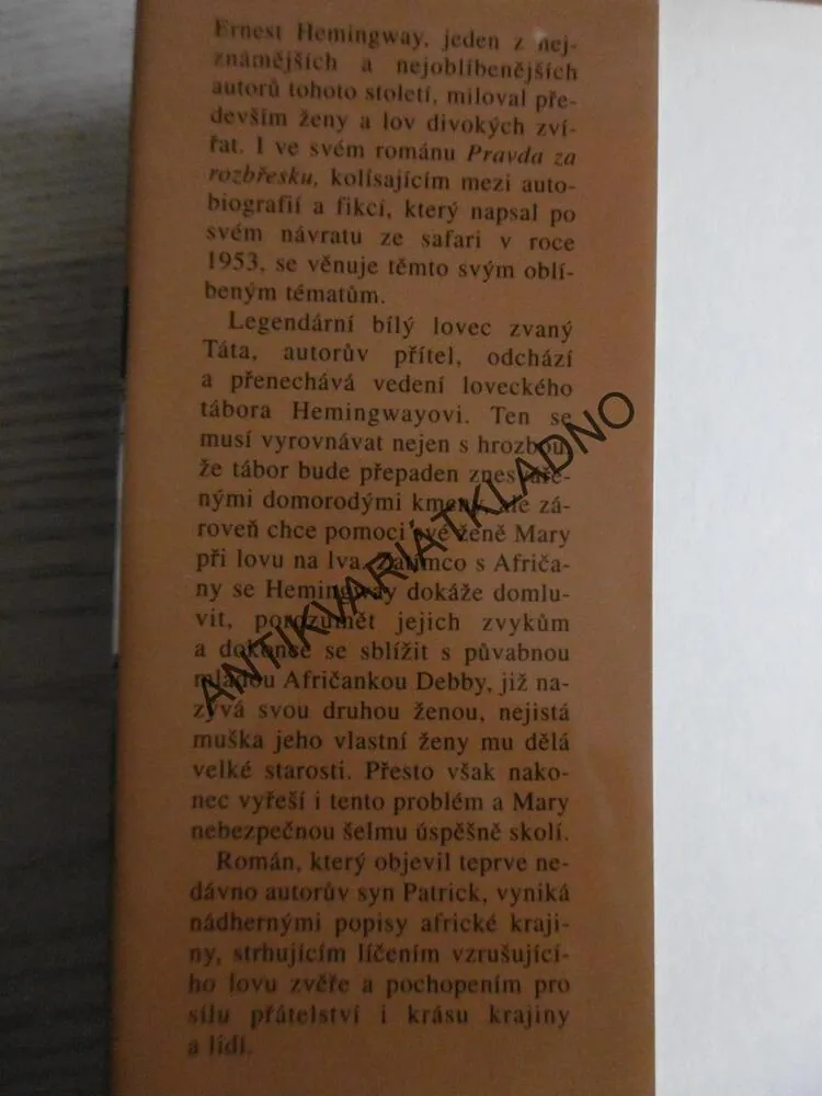 PRAVDA ZA ROZBŘESKU, ERNEST HEMINGWAY, **an