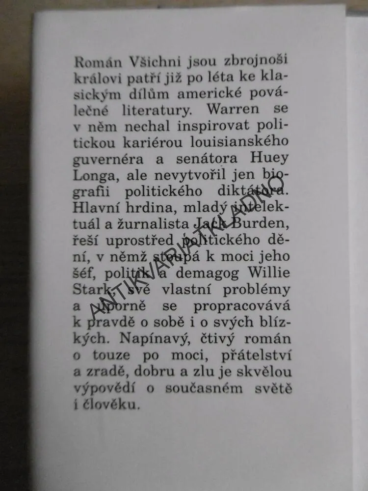 VŠICHNI JSOU ZBROJNOŠI KRÁLOVI, ROBERT PENN WARREN, **an