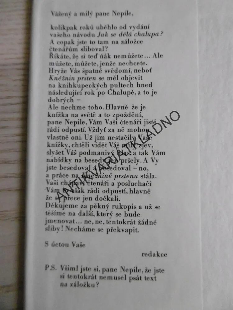 KNĚŽNIN PRSTEN, FRANTIŠEK NEPIL, **an