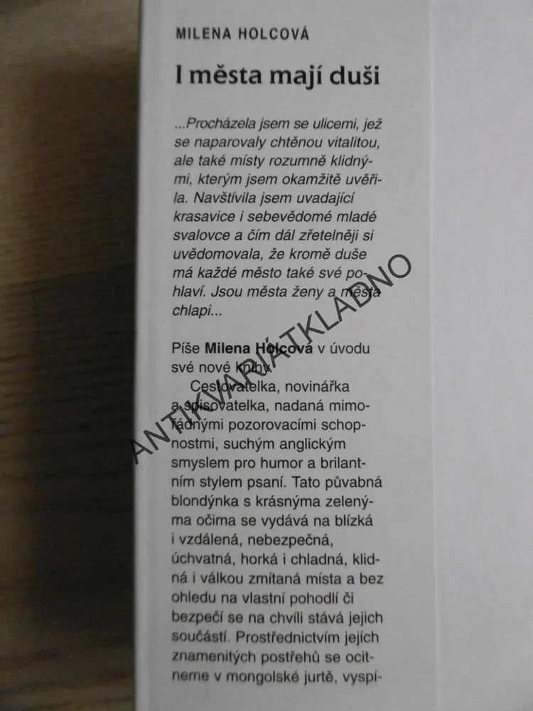 I MĚSTA MAJÍ DUŠI, MILENA HOLCOVÁ, **an