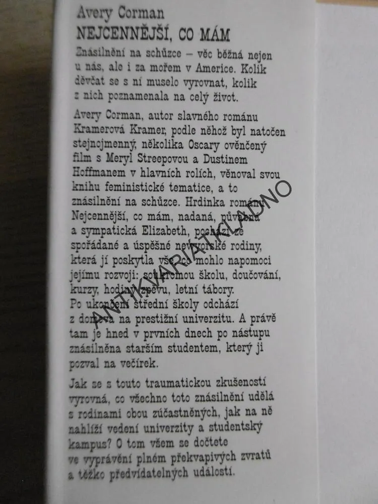 NEJCENNĚJŠÍ, CO MÁM, AVERY CORMAN, **an