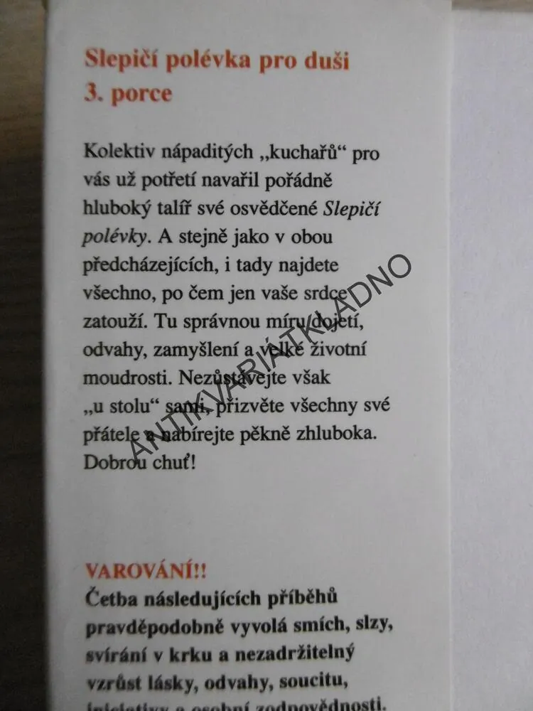 SLEPIČÍ POLÉVKA PRO DUŠI, 3. PORCE, JACK CANFIELD, MARK VICTOR HANSEN, **an