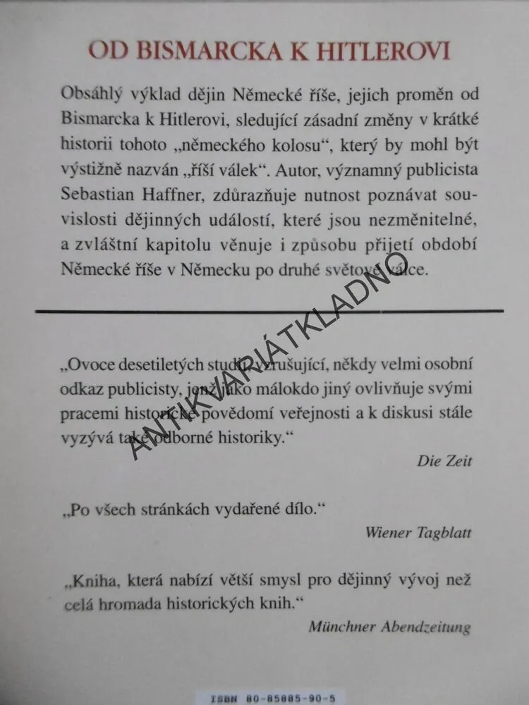 OD BISMARCKA K HITLEROVI, POHLED ZPĚT, SEBASTIAN HAFFNER, **an