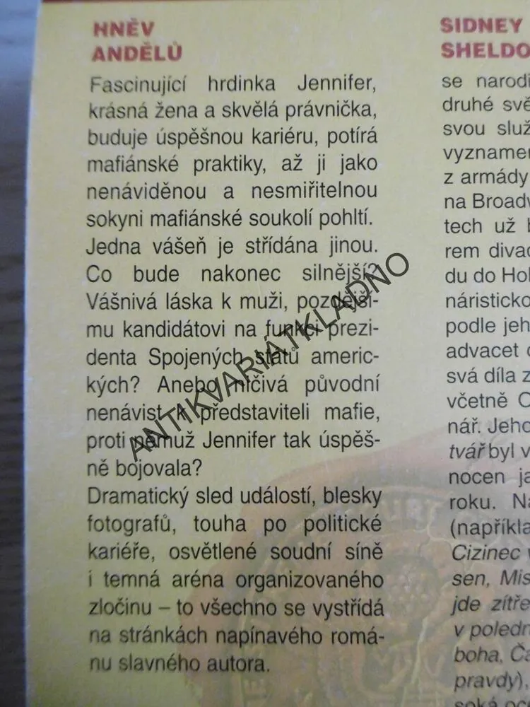 HNĚV ANDĚLŮ, SIDNEY SHELDON, **an