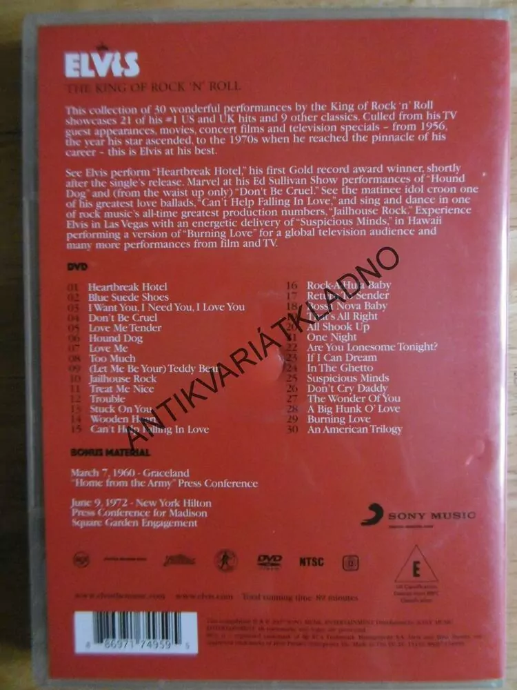 DVD HUDBA- ELVIS, THE KING OF ROCK´N´ROLL, PRESLEY