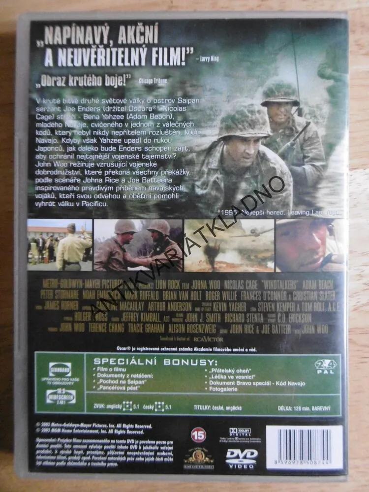 KÓD NAVAJO, NICOLAS CAGE, DVD FILM USA