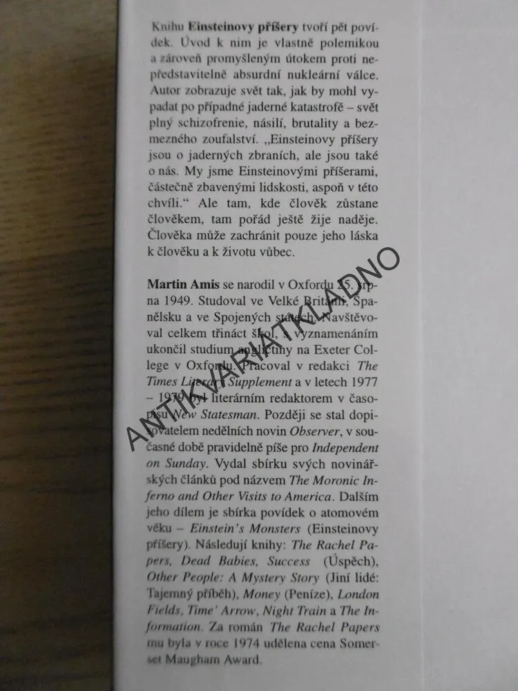 EINSTEINOVY PŘÍŠERY, MARTIN AMIS, **an