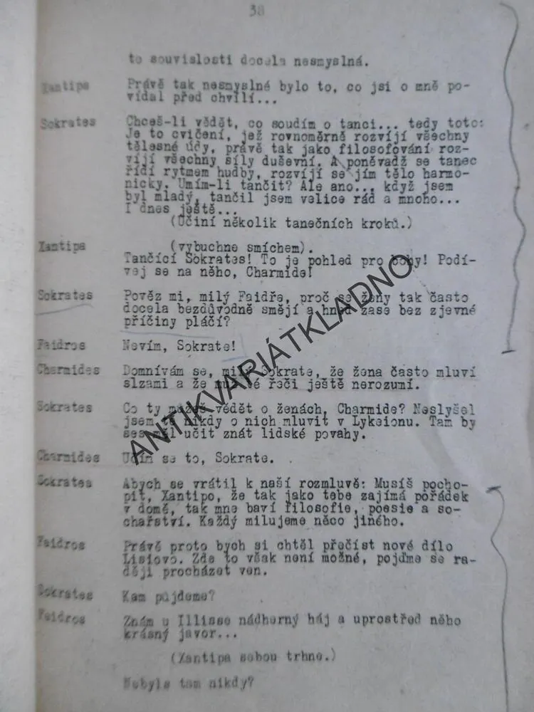 XANTIPA, VESELOHRA O TŘECH DĚJSTVÍCH, DIVADLO, SCÉNÁŘ, 1954,, **an