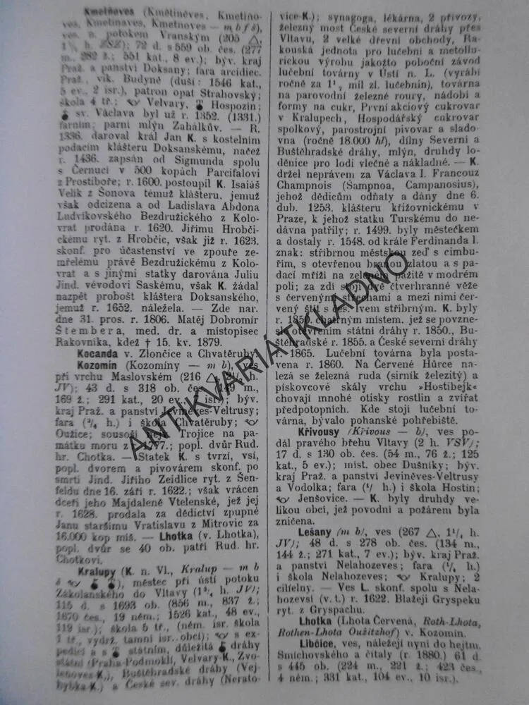 POPIS OKRESNÍHO HEJTMANSTVÍ SLÁNSKÉHO, HYŠMAN, O.G.PAROUBEK, OKR. KLADNO