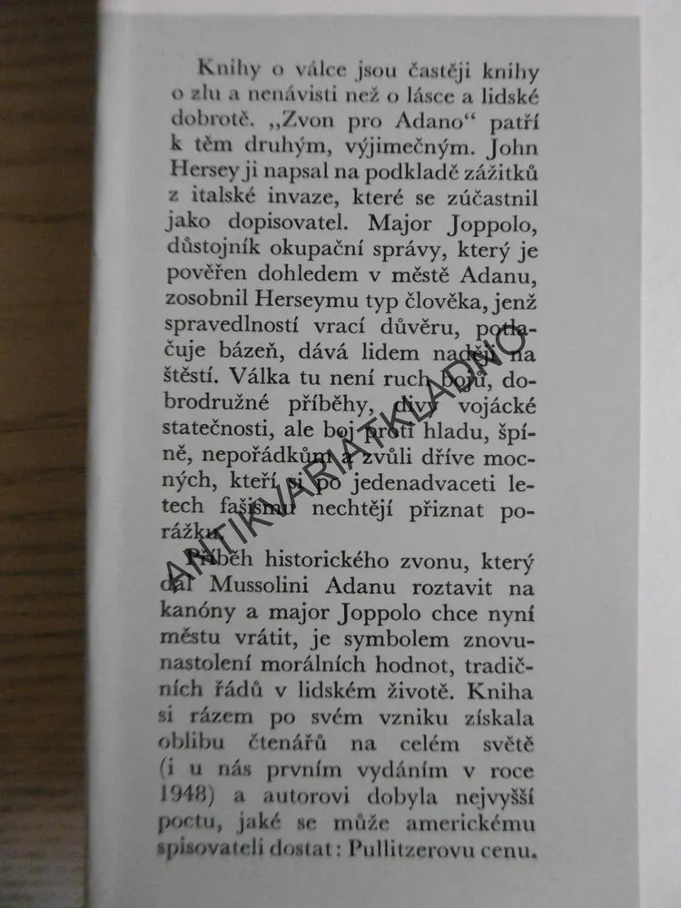 ZVON PRO ADANO, JOHN HERSEY, **an