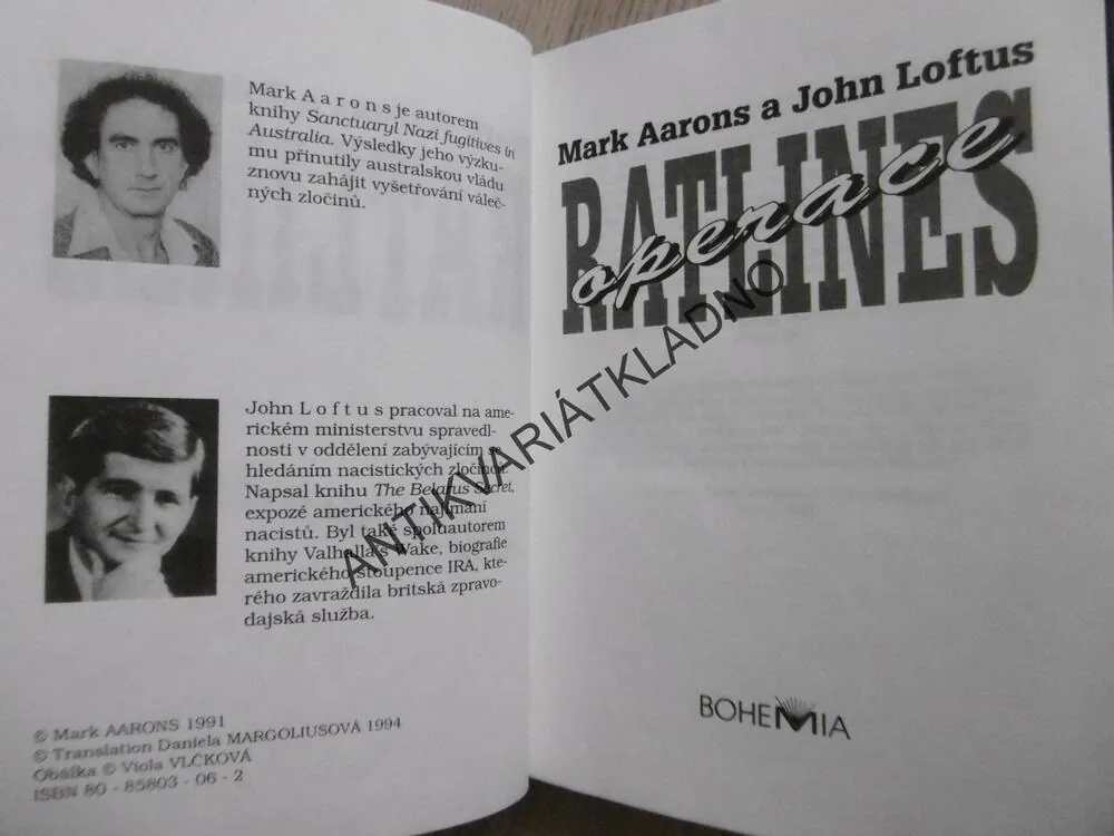 OPERACE RATLINES, MARK AARONS, JOHN LOFTUS, **an