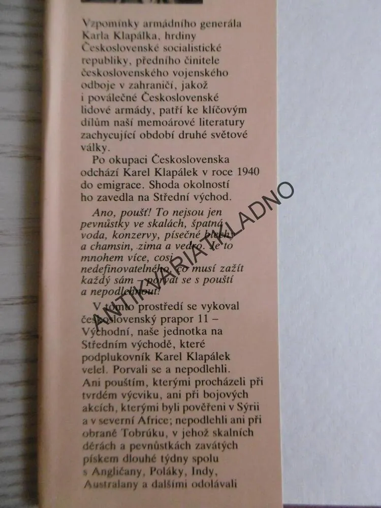 OZVĚNY BOJŮ, KAREL KLAPÁLEK, **an