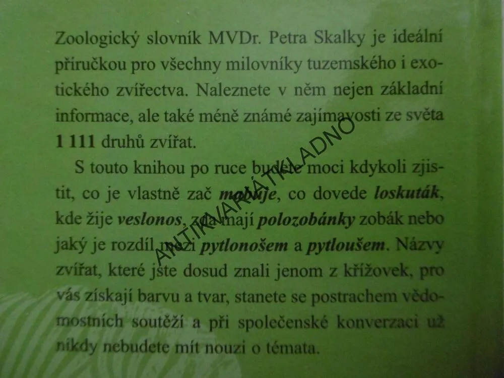 ZOOLOGICKÝ SLOVNÍK, PETR SKALKA, **an