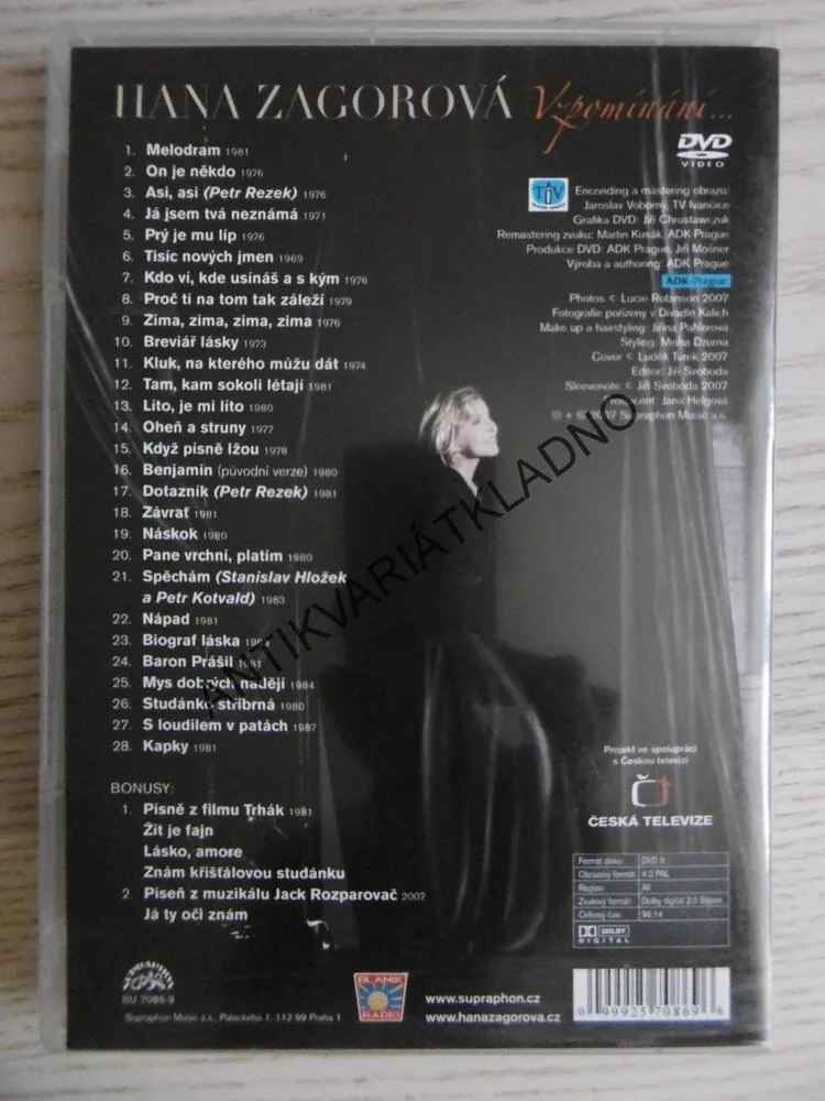 HANA ZAGOROVÁ, VZPOMÍNÁNÍ..., DVD FILM HUDBA