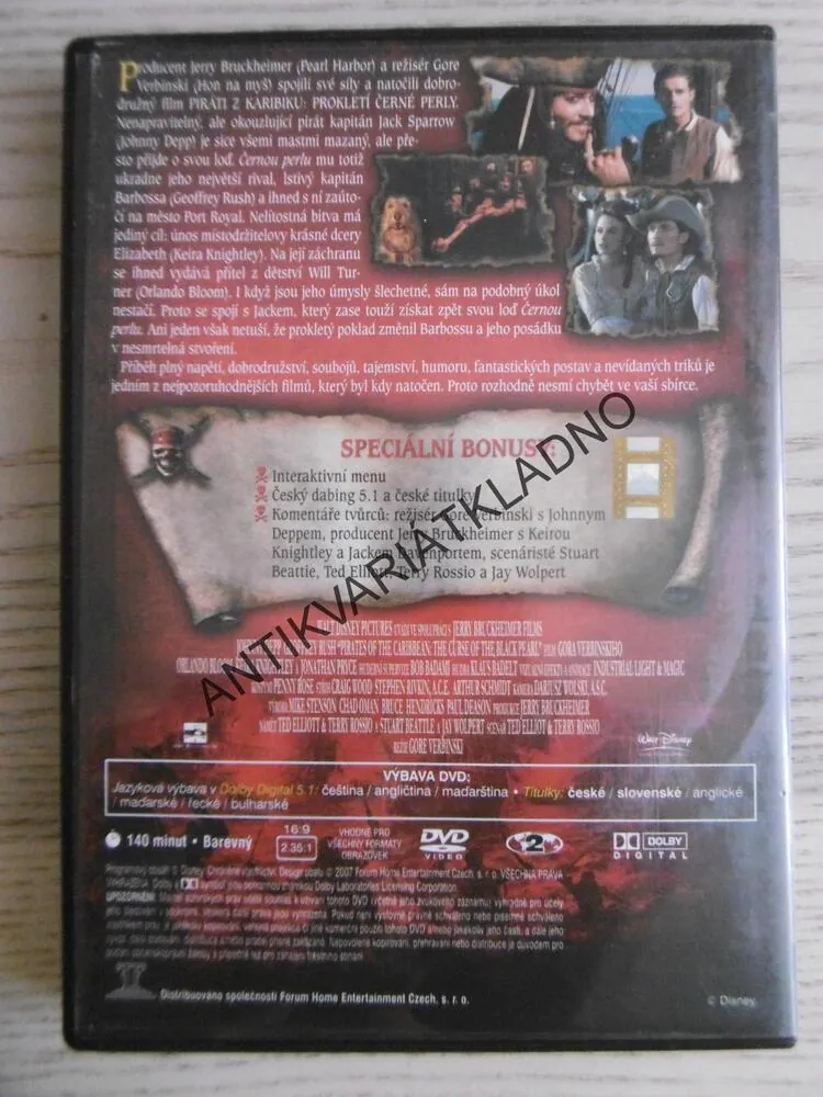 PIRÁTI Z KARIBIKU, PROKLETÍ ČERNÉ PERLY, DVD FILM