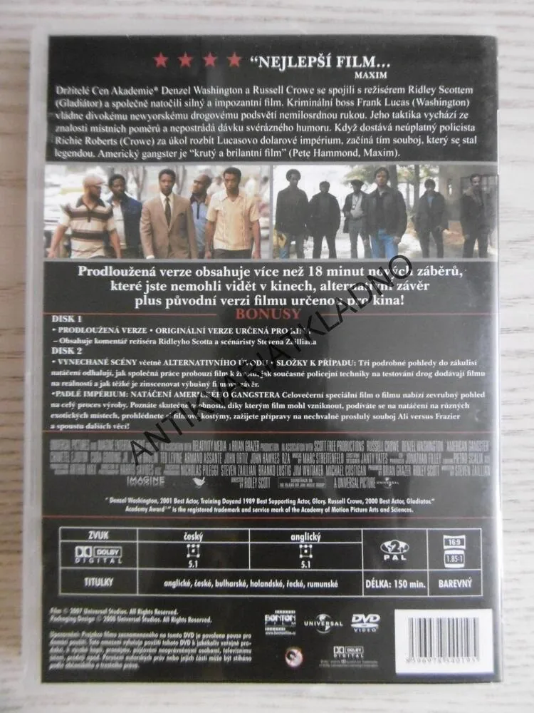 AMERICKÝ GANGSTER, DVD FILM