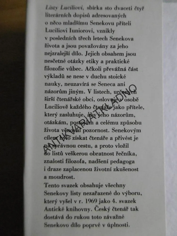 SENECA, DALŠÍ LISTY LUCILIOVI, ANTICKÁ KNIHOVNA