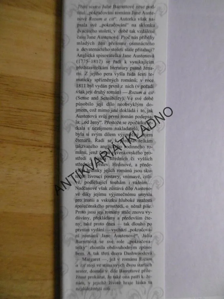 TŘETÍ SESTRA, POKRAČOVÁNÍ ROZUM A CIT OD J,AUSTENOVÁ, JULIA BARRETOVÁ, **an