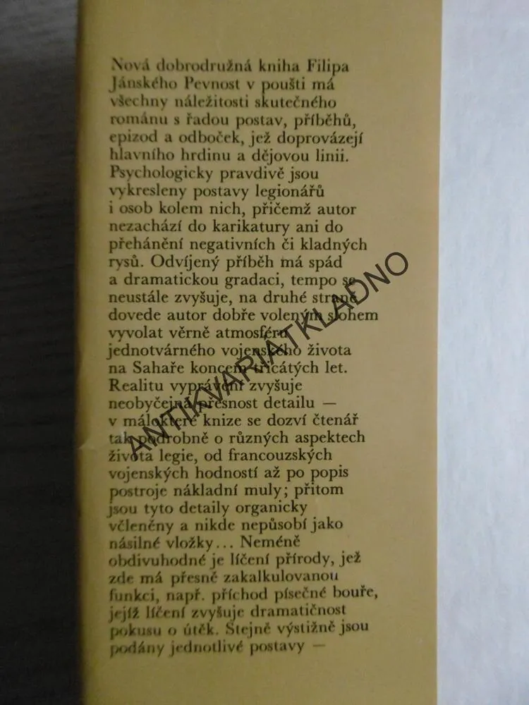 PEVNOST V POUŠTI, FILIP JÁNSKÝ, **an