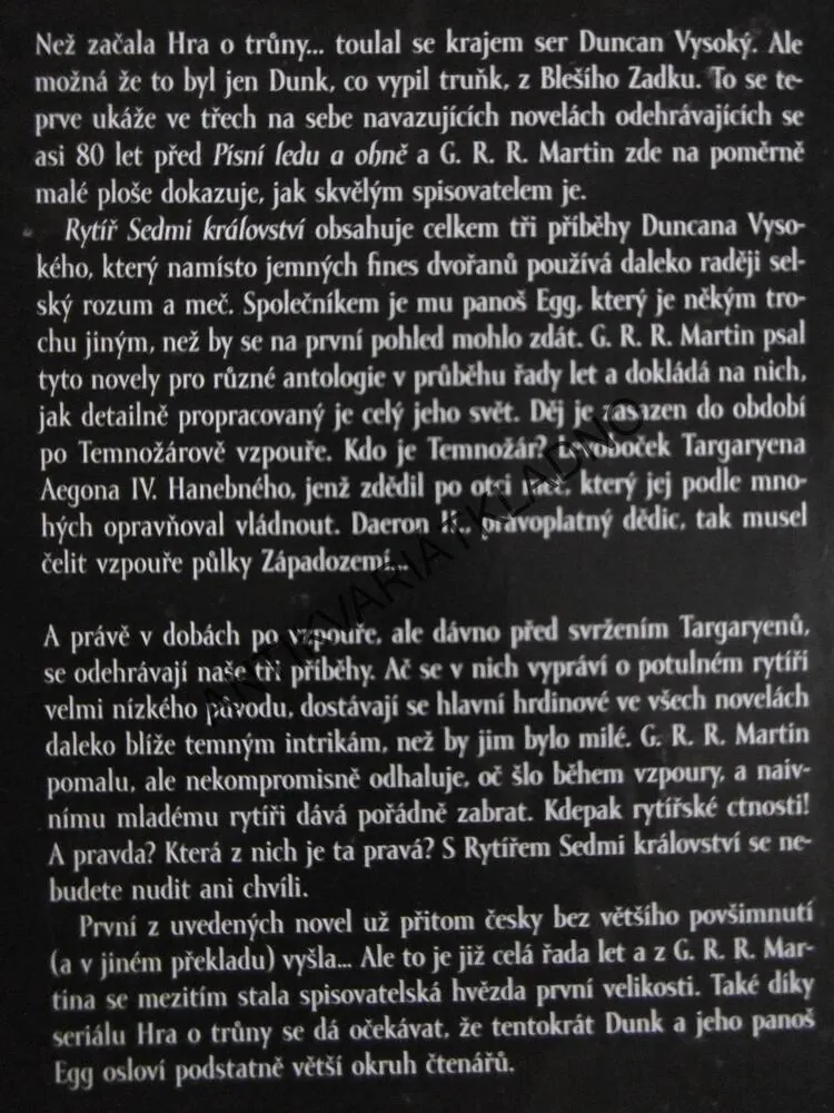 RYTÍŘ SEDMI KRÁLOSTVÍ, NEŽ ZAČALA HRA O TRŮNY, GEORGE R.R.MARTIN, **an