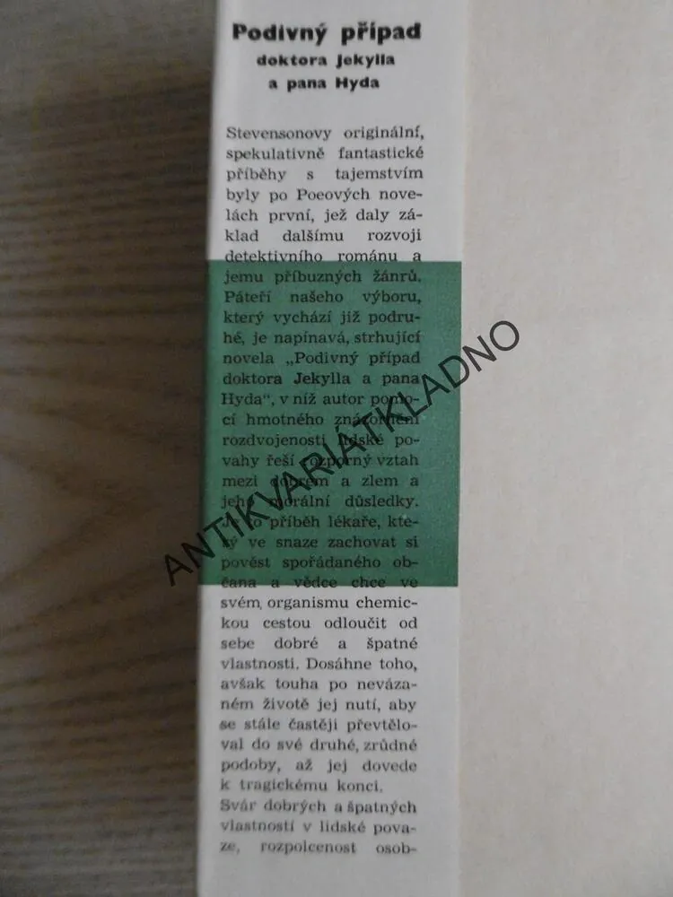 PODIVNÝ PŘÍPAD DR. JEKYLLA A PAN HYDA, ROBERT LOUIS STEVENSON, **an